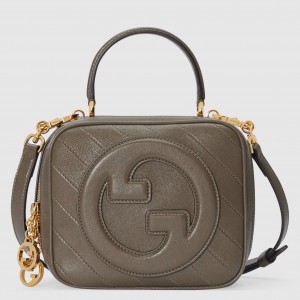 Gucci Blondie Mini Top Handle Bag in Taupe Leather