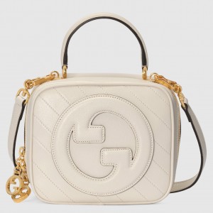 Gucci Blondie Mini Top Handle Bag in White Leather