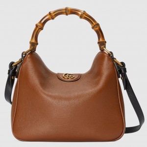 Gucci Diana Small Shoulder Bag in Brown Cuir Leather