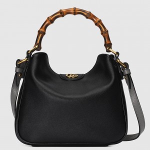 Gucci Diana Small Shoulder Bag in Black Cuir Leather