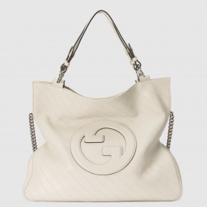 Gucci Blondie Medium Tote Bag in White Calfskin