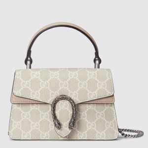 Gucci Dionysus Mini Top Handle Bag in White GG Supreme Canvas