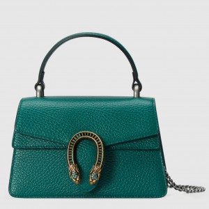 Gucci Dionysus Mini Top Handle Bag in Green Leather