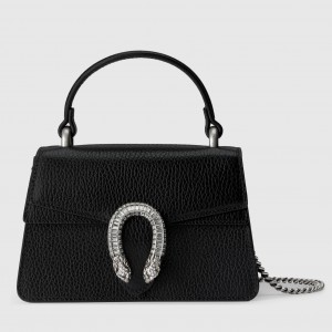 Gucci Dionysus Mini Top Handle Bag in Black Leather