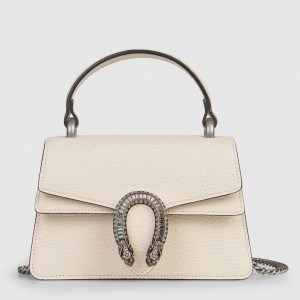 Gucci Dionysus Mini Top Handle Bag in White Leather