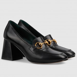Gucci Horsebit Pumps 75mm in Black Leather