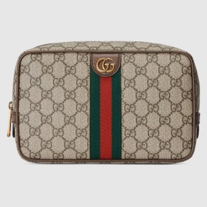 Gucci Savoy Toiletry Case in Beige GG Canvas with Web