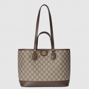 Gucci Ophidia Small Tote Bag in Beige/Ebony GG Supreme Canvas