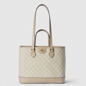 Gucci Ophidia Small Tote Bag in Beige/White GG Supreme Canvas