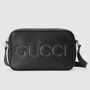 Gucci Mini messenger Bag in Black Grained Leather