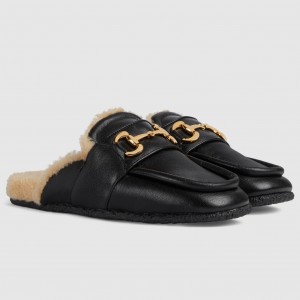 Gucci Women's Mules with Horsebit and Wool Lining