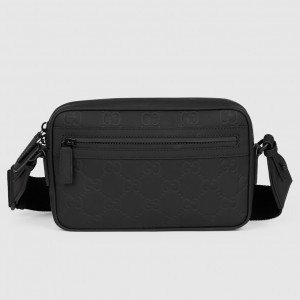 Gucci Crossbody Bag in Black GG Rubber-effect Leather