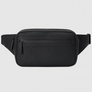 Gucci Belt Bag in Black GG Rubber-effect Leather