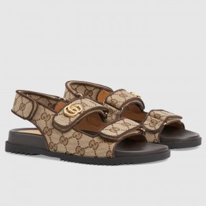 Gucci Women's Sandals in Original GG Canvas with Double G