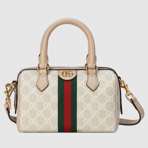 Gucci Ophidia GG Mini Top Handle Bag in White GG Canvas