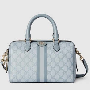 Gucci Ophidia GG Small Top Handle Bag in Dusty Blue Supreme Canvas