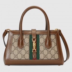 Gucci Jackie 1961 Small Tote Bag in Beige GG Supreme Canvas