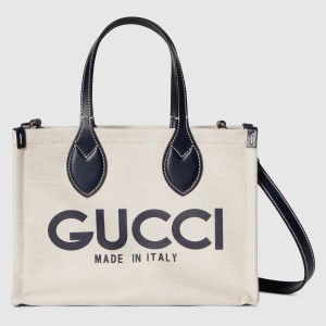 Gucci Mini Reversible Tote Bag in Canvas with Blue Gucci Print