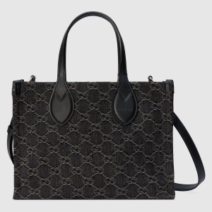 Gucci Ophidia GG Medium Tote Bag in Black GG Denim