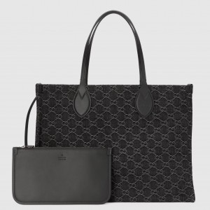 Gucci Ophidia GG Large Tote Bag in Black GG Denim