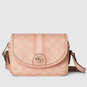Gucci Ophidia GG Mini Shoulder Bag in Dusty Pink Supreme Canvas