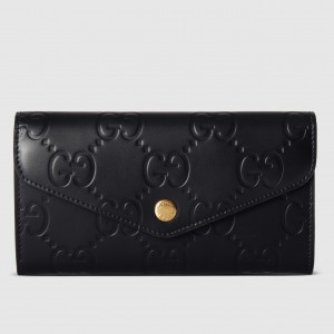 Gucci Continental Wallet in Black GG Leather