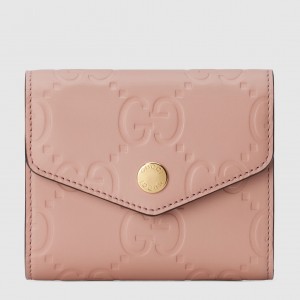Gucci Trifold Wallet in Rose Beige GG Leather