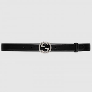 Gucci Interlocking G Belt 25MM in Black Leather