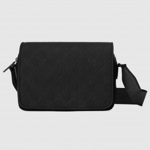 Gucci Messenger Bag in Black GG Rubber-effect Leather
