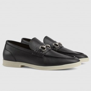 Gucci Men's Loafers with Horsebit in Black Leather
