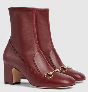Gucci Horsebit Ankle Boots 75mm in Red Leather