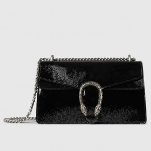 Gucci Dionysus Small Shoulder Bag in Black Patent Leather