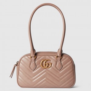Gucci GG Marmont Small Top-handle Bag in Dusty Pink Chevron Leather