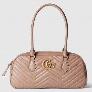 Gucci GG Marmont Medium Top-handle Bag in Dusty Pink Chevron Leather
