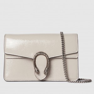 Gucci Dionysus Super Mini Bag in White Patent Leather