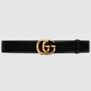 Gucci GG Marmont Wide Belt 40MM in Black Leather