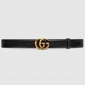 Gucci GG Marmont Belt 30MM in Black Leather