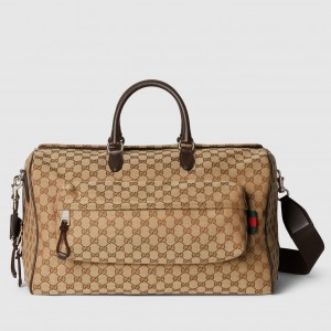 Gucci Medium GG Duffle Bag in Beige Original GG Canvas 