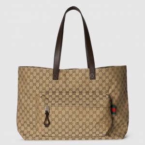 Gucci Men's Large GG Tote Bag in Beige Original GG Canvas