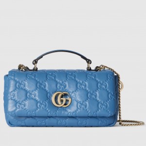 Gucci GG Milano Mini Top Handle Bag in Blue GG Puffy Leather