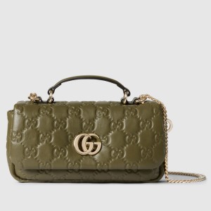 Gucci GG Milano Mini Top Handle Bag in Green GG Puffy Leather