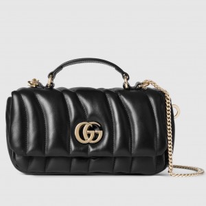Gucci GG Milano Mini Top Handle Bag in Black Puffy Quilted Leather