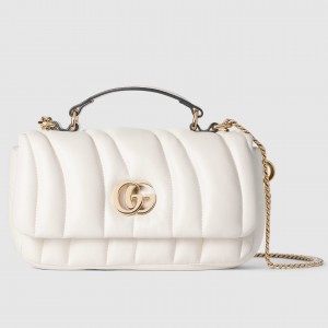 Gucci GG Milano Mini Top Handle Bag in White Puffy Quilted Leather