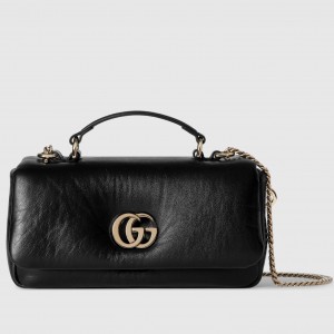 Gucci GG Milano Mini Top Handle Bag in Black Puffy Leather