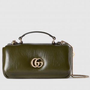 Gucci GG Milano Mini Top Handle Bag in Green Puffy Leather