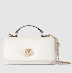Gucci GG Milano Mini Top Handle Bag in White Puffy Leather