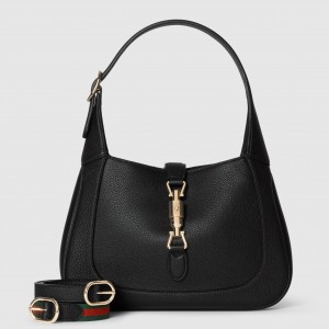 Gucci Jackie 1961 Small Shoulder Bag in Black Grained Calfskin