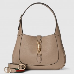 Gucci Jackie 1961 Small Shoulder Bag in Taupe Grained Calfskin