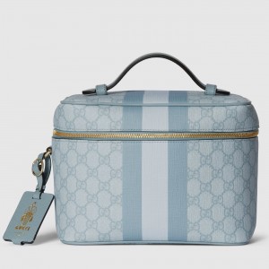 Gucci Ophidia Medium Travel Bag in Dusty Blue GG Supreme Canvas