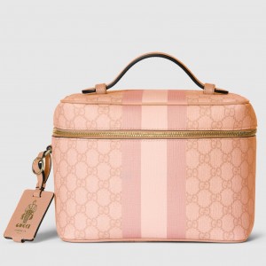 Gucci Ophidia Medium Travel Bag in Dusty Pink GG Supreme Canvas